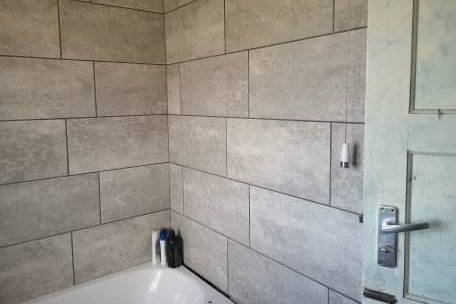 Tiled bathroom wall